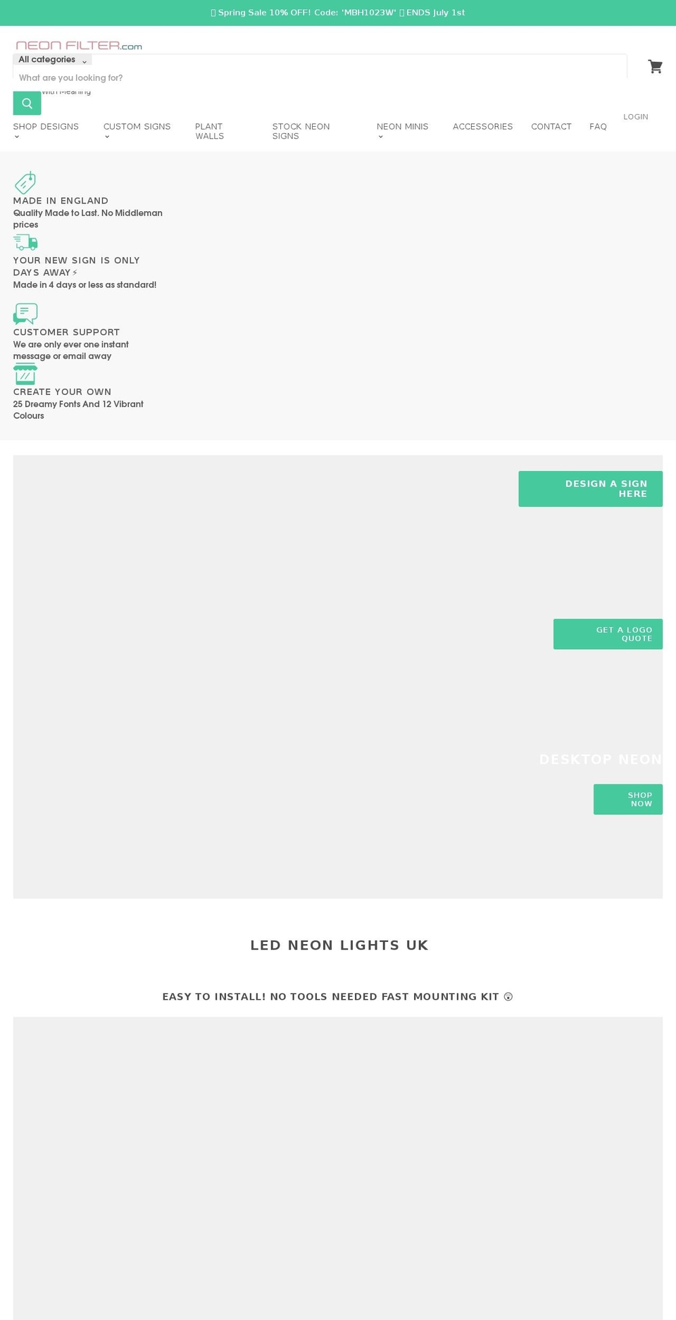 neonfilter.com shopify website screenshot