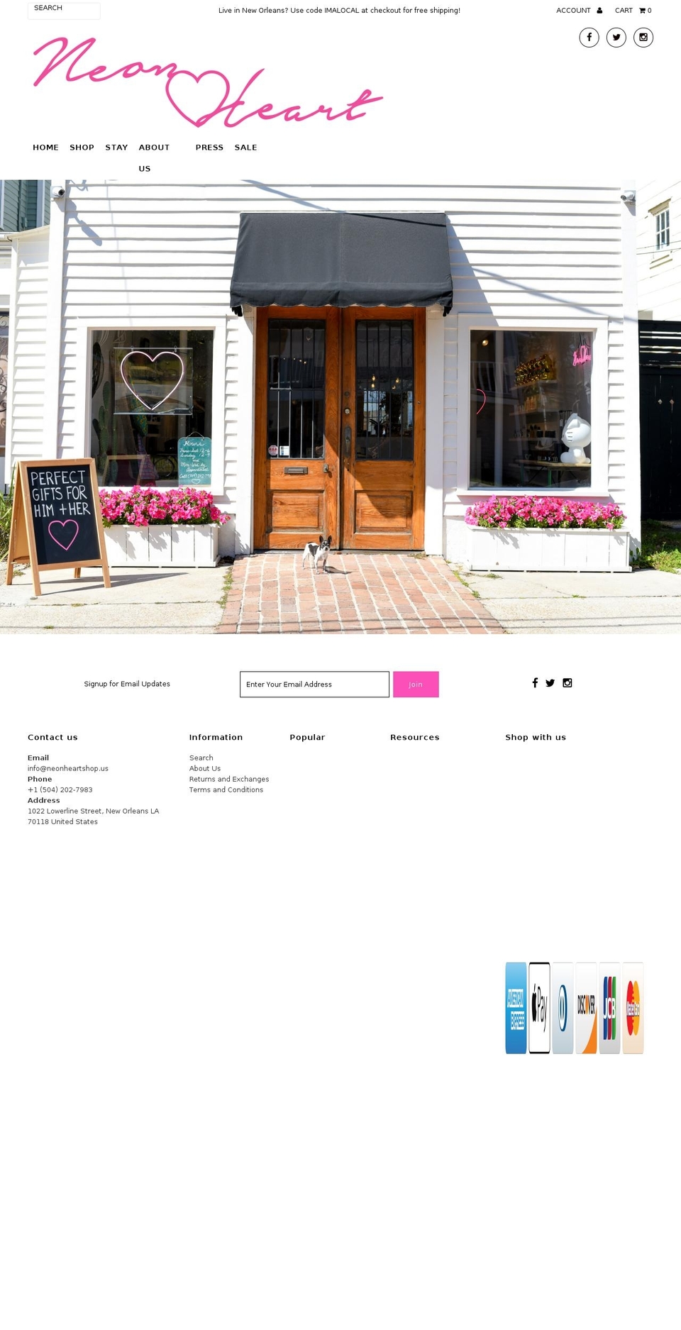 neonheartshop.us shopify website screenshot