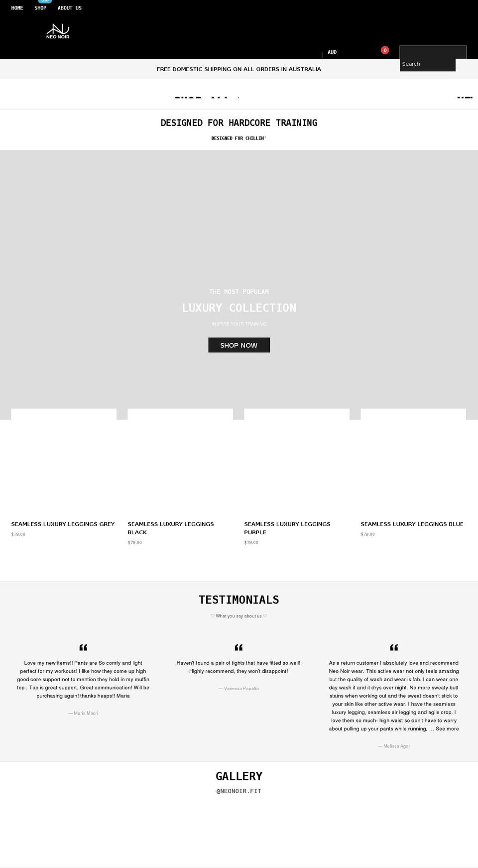 Gymuso--section-ready Shopify theme site example neonoir.com.au