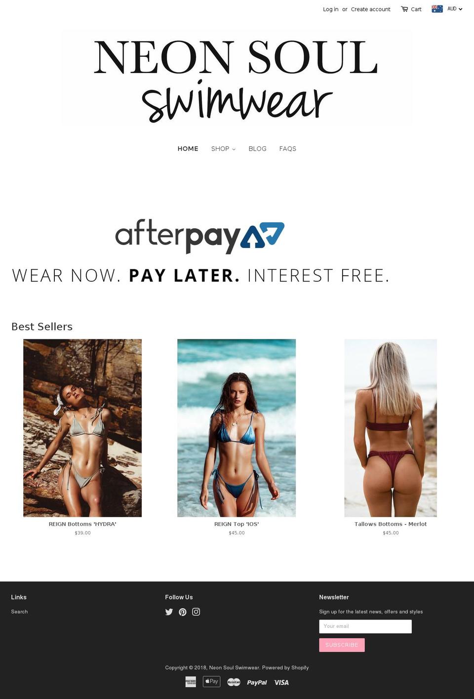 neonsoulswimwear.com — Shopify storefront screenshot