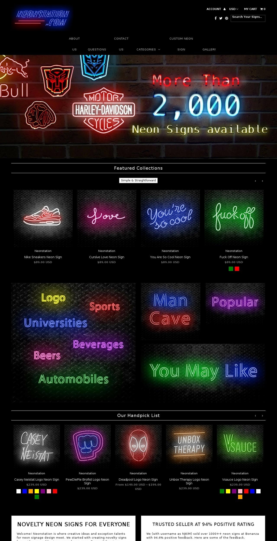 neonstation.com shopify website screenshot