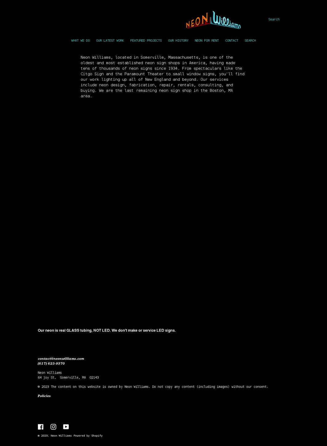 neonwilliams.com shopify website screenshot