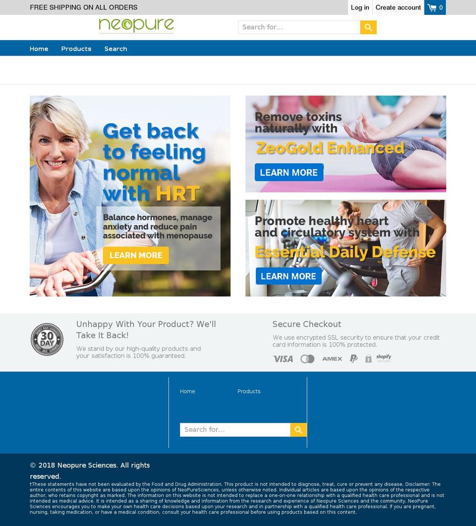 neopuresciences.com — Shopify storefront screenshot