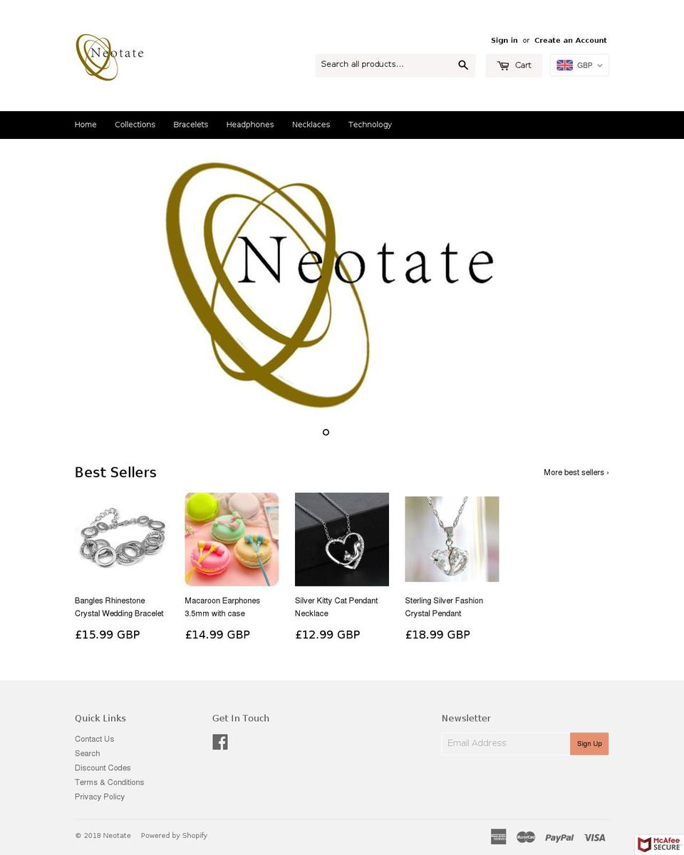 neotate.com — Shopify storefront screenshot