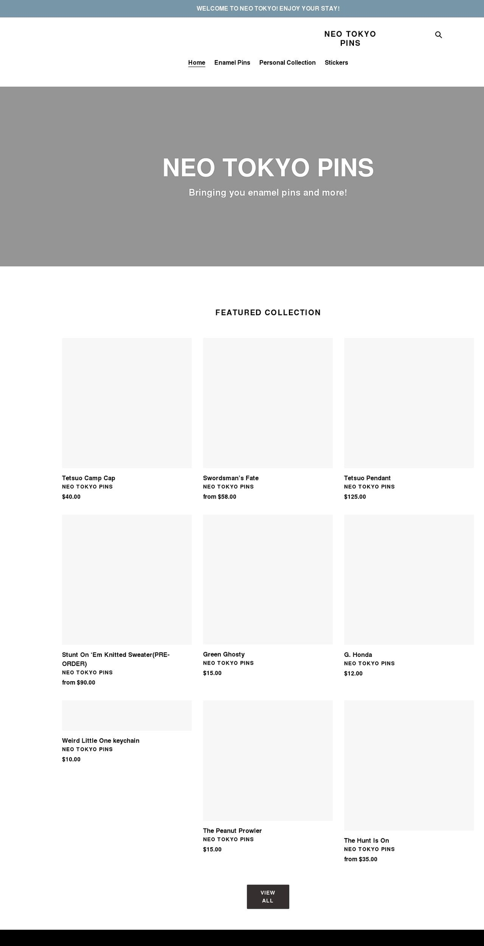 neotokyopins.com shopify website screenshot