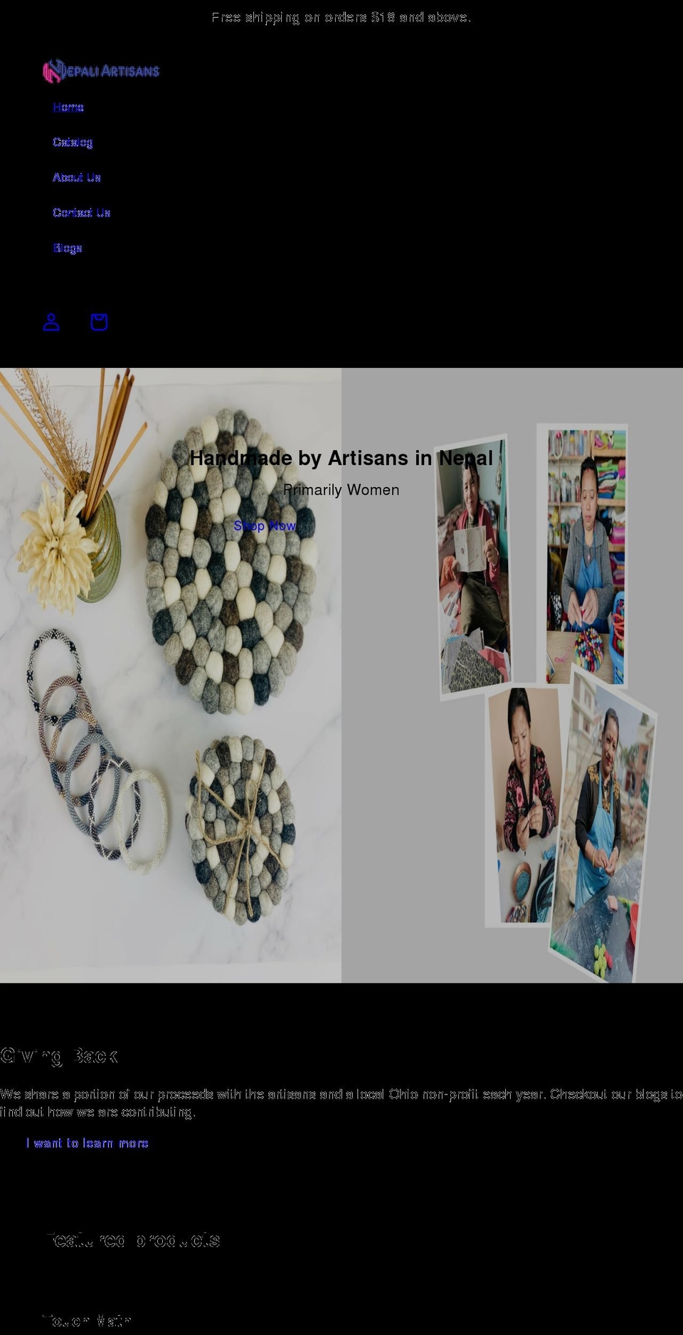 nepaliartisans.com shopify website screenshot