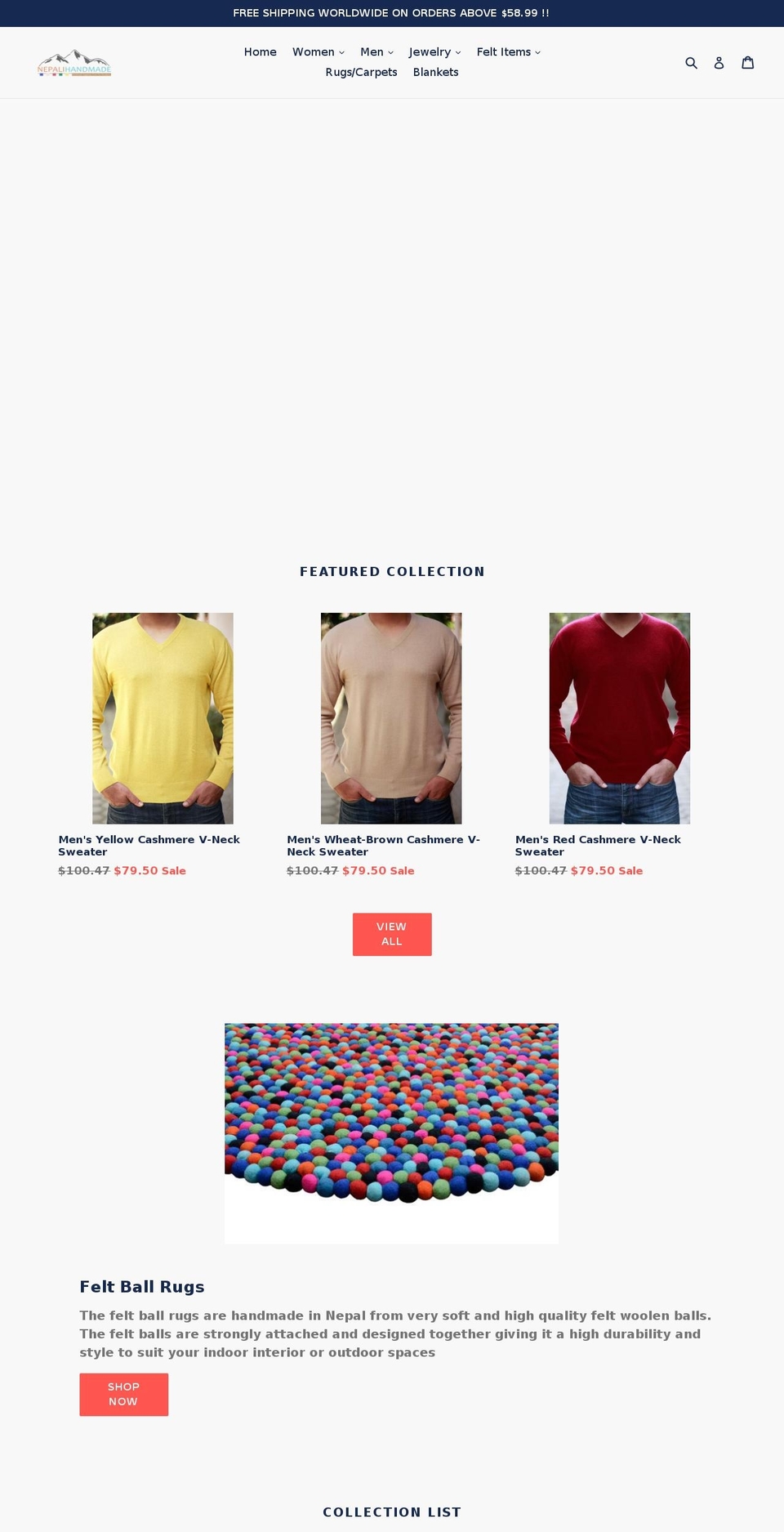 nepalihandmade.com shopify website screenshot