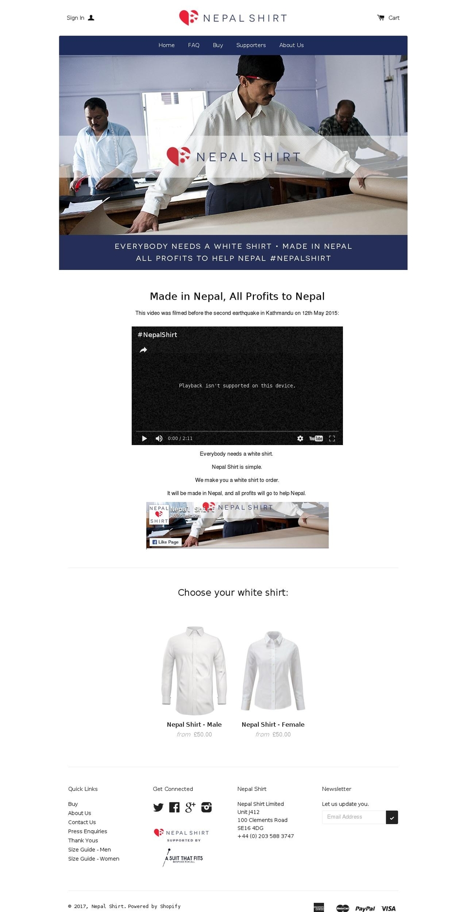 nepalshirt.com shopify website screenshot