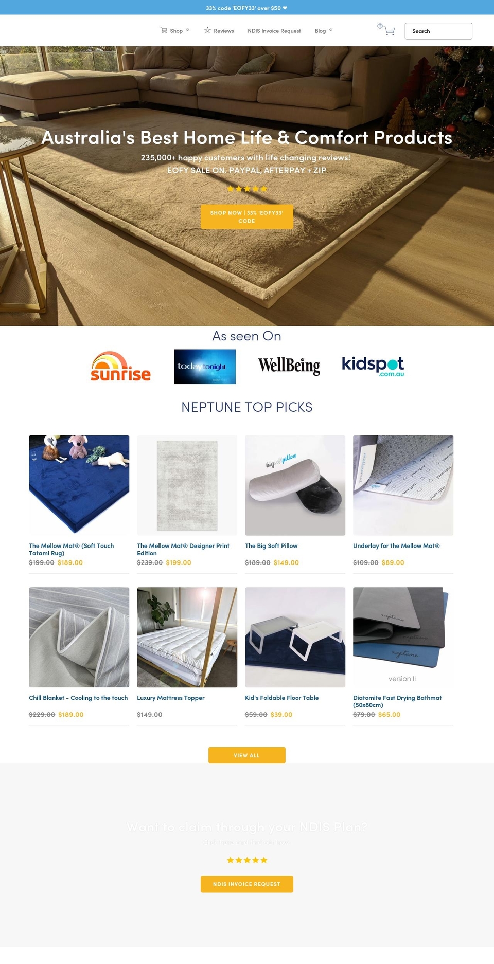 neptuneblanket.com.au shopify website screenshot