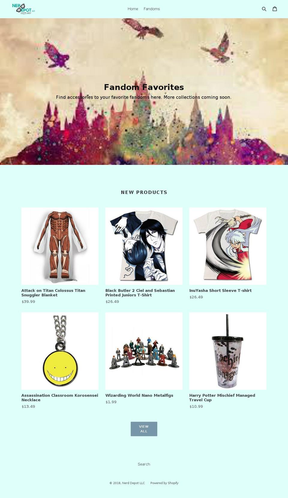 nerddepotonline.com — Shopify storefront screenshot