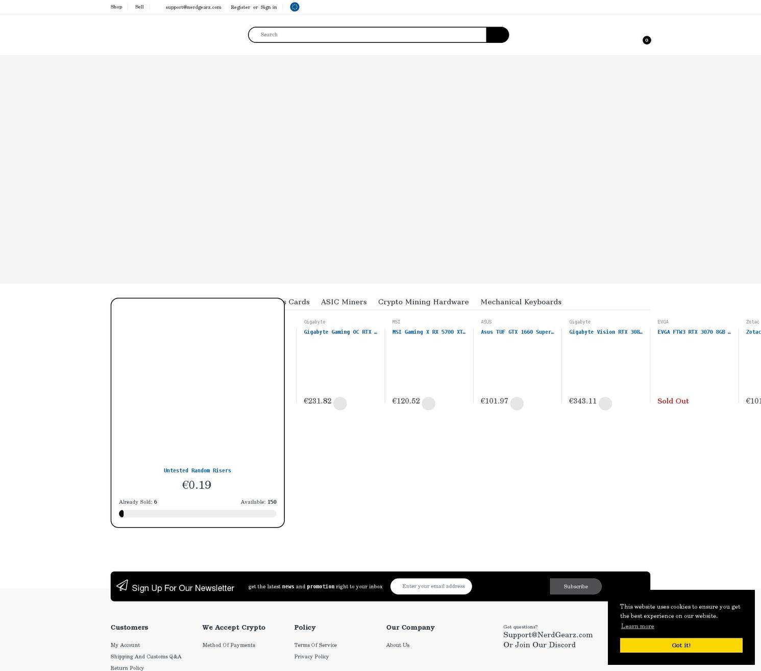 nerdgearz.com shopify website screenshot