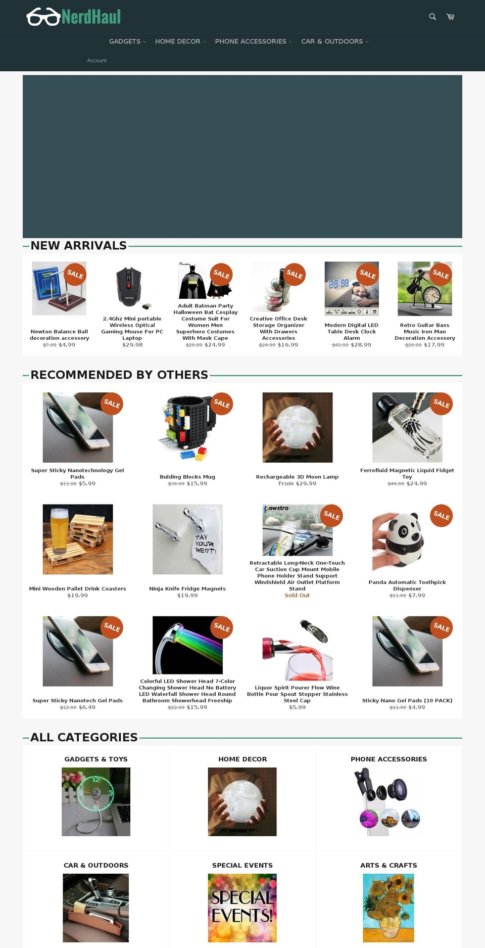 nerdhaul.com shopify website screenshot