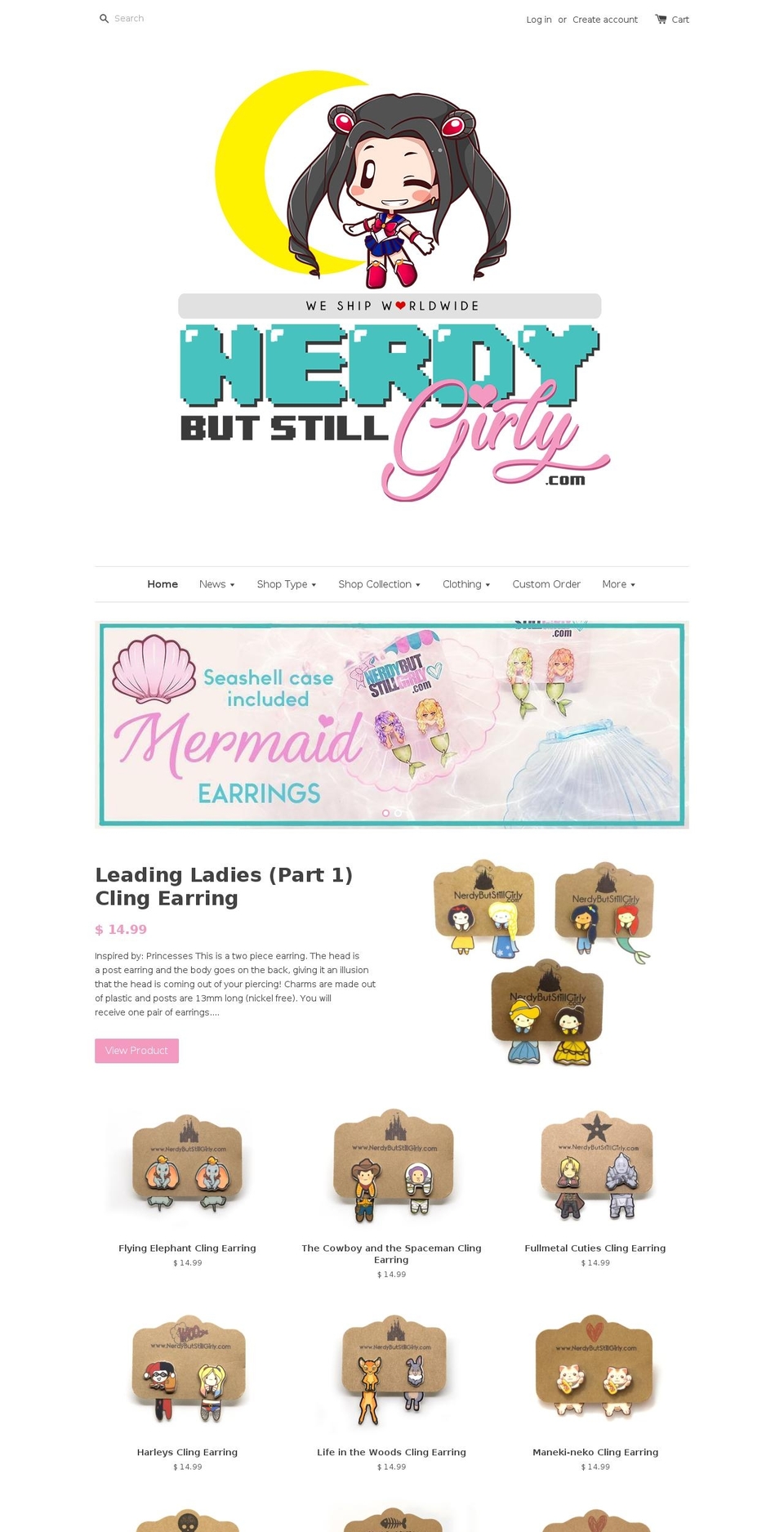 nerdyandstillgirly.com shopify website screenshot