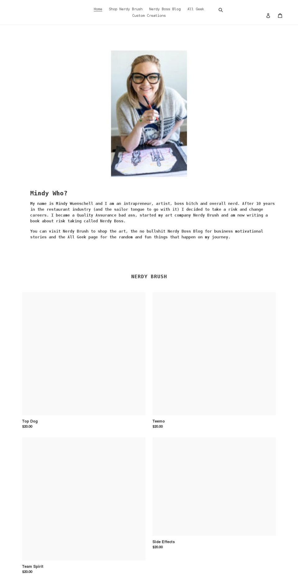 nerdybrush.com shopify website screenshot