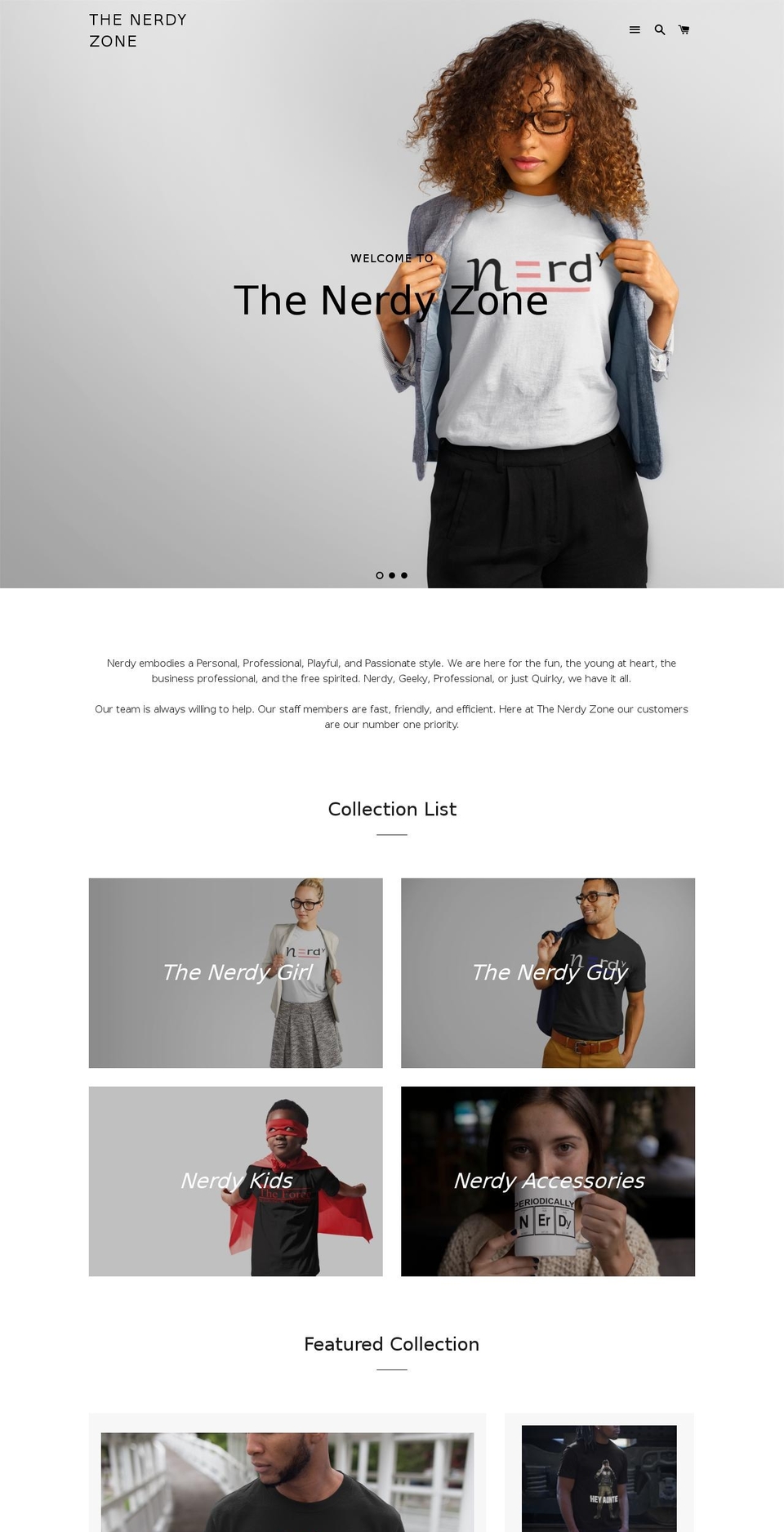 nerdyclothingco.com — Shopify storefront screenshot