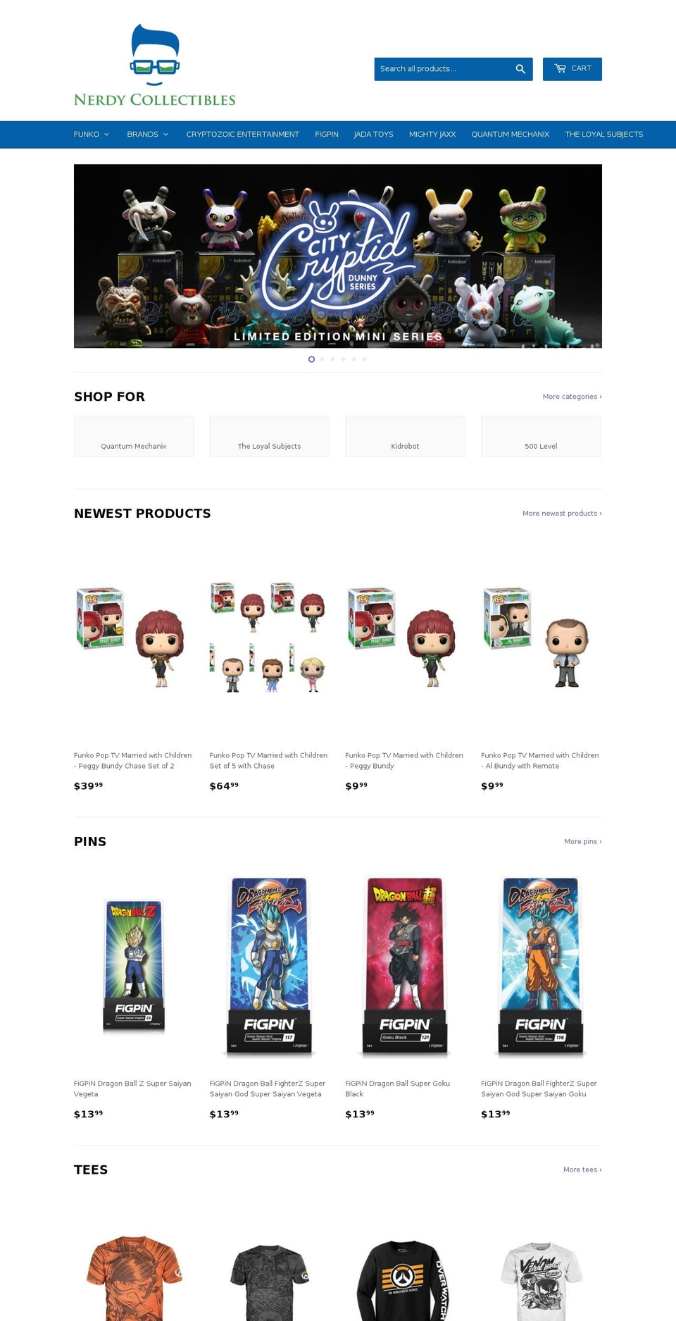 nerdycollectibles.com — Shopify storefront screenshot