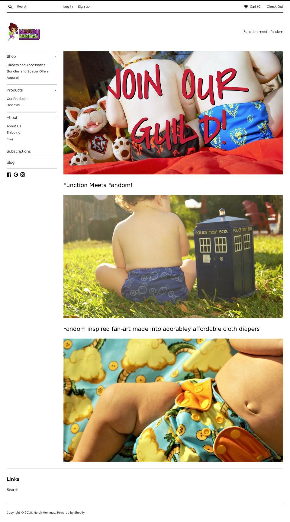 nerdymommas.com — Shopify storefront screenshot