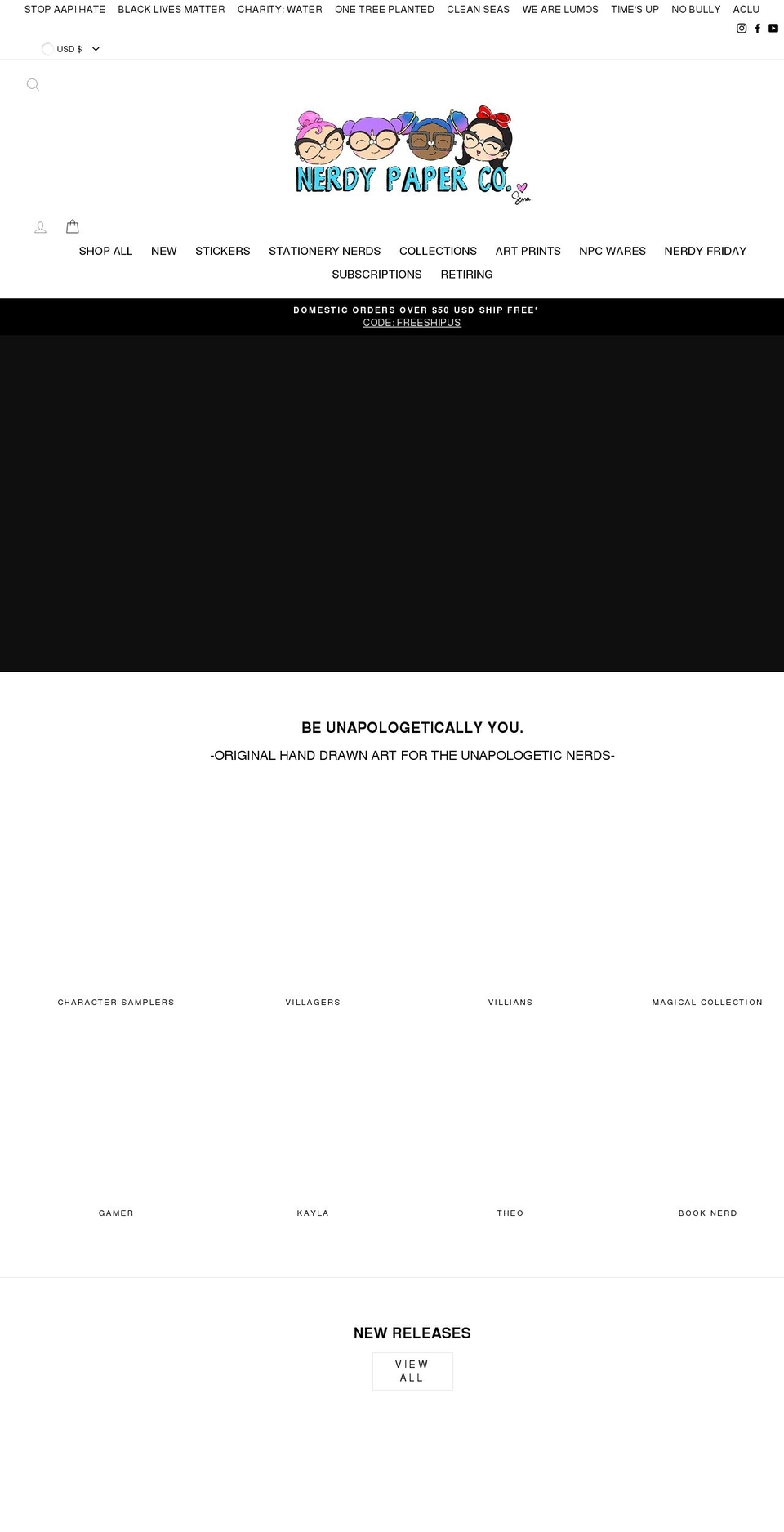 nerdypaperco.com shopify website screenshot