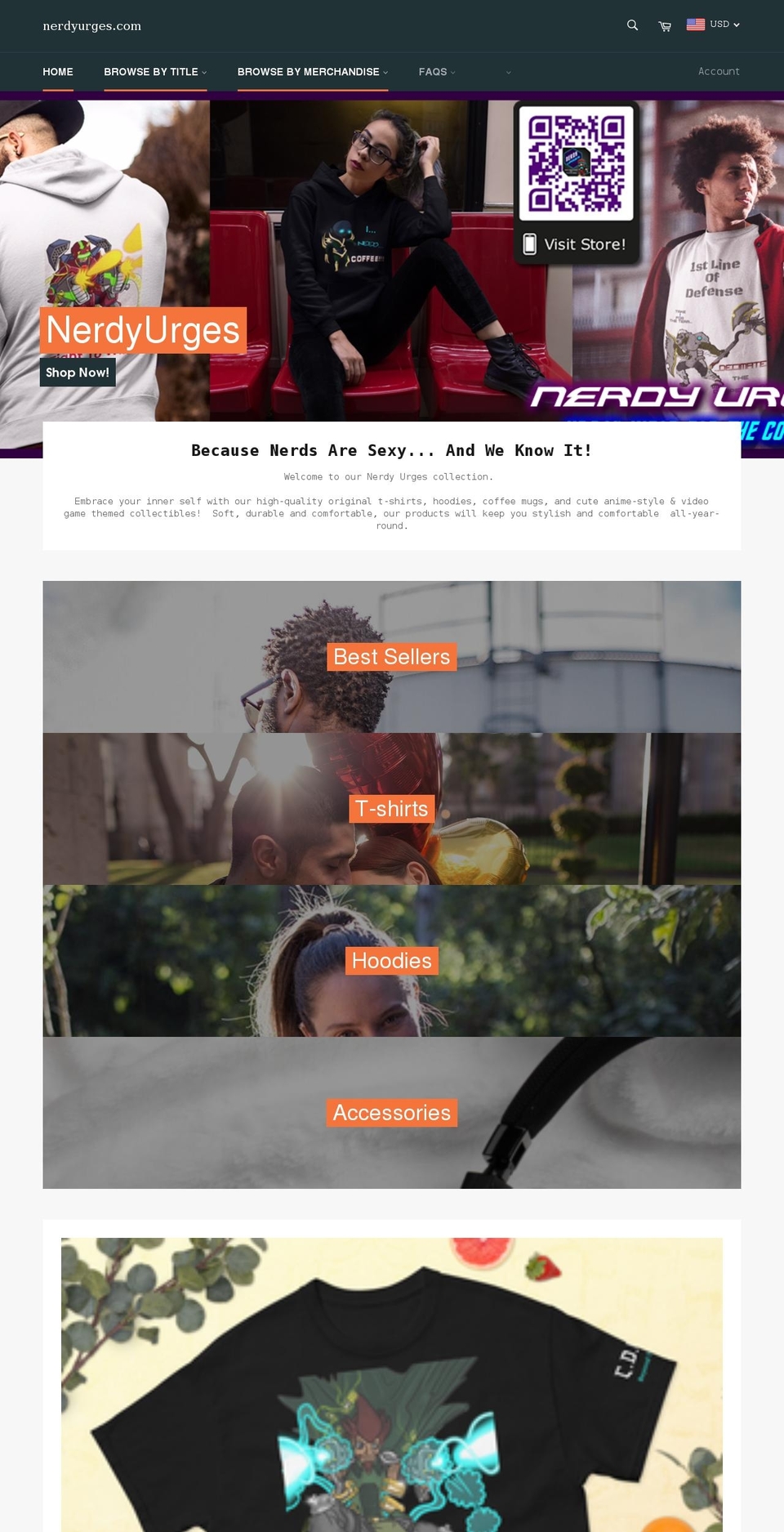 nerdyurges.com — Shopify storefront screenshot