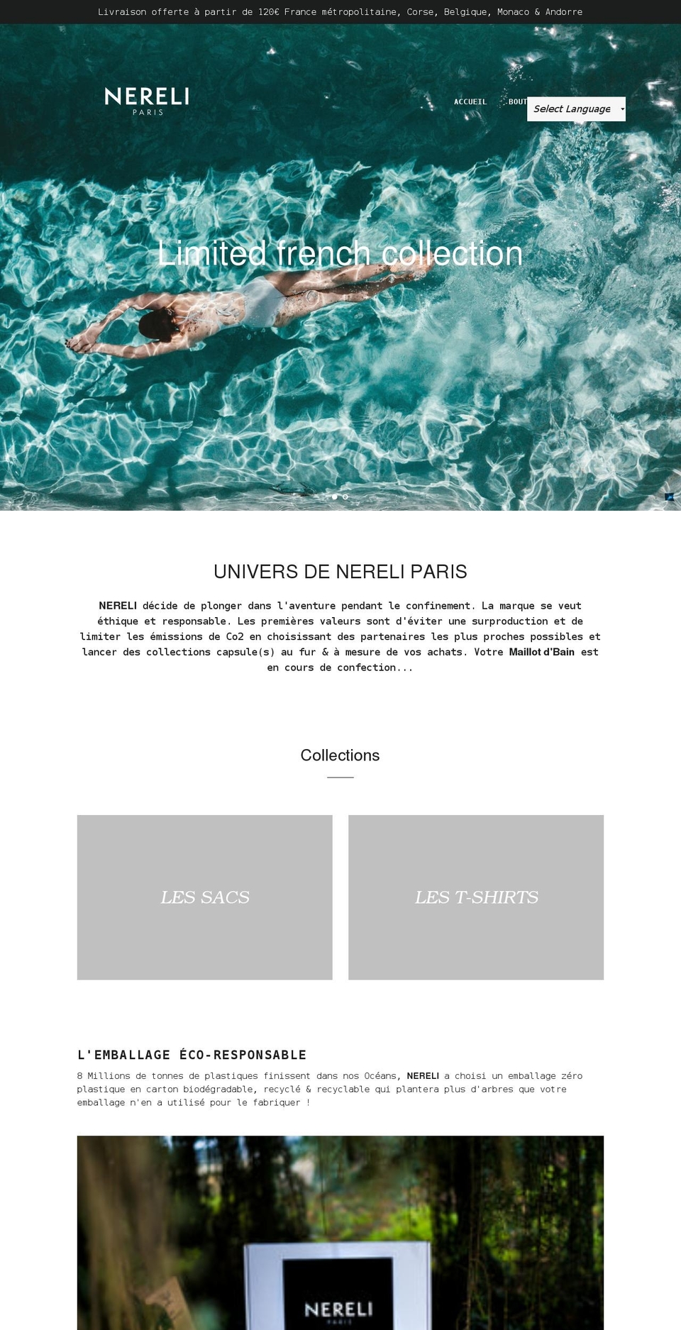 nereli-paris.com shopify website screenshot