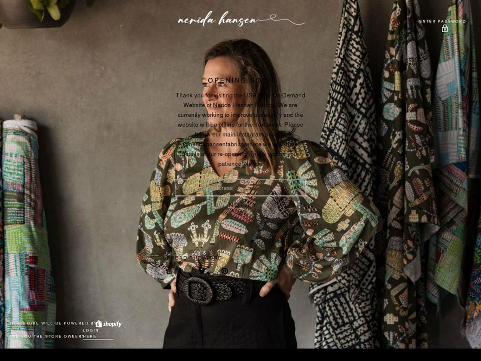 neridahansen.com shopify website screenshot