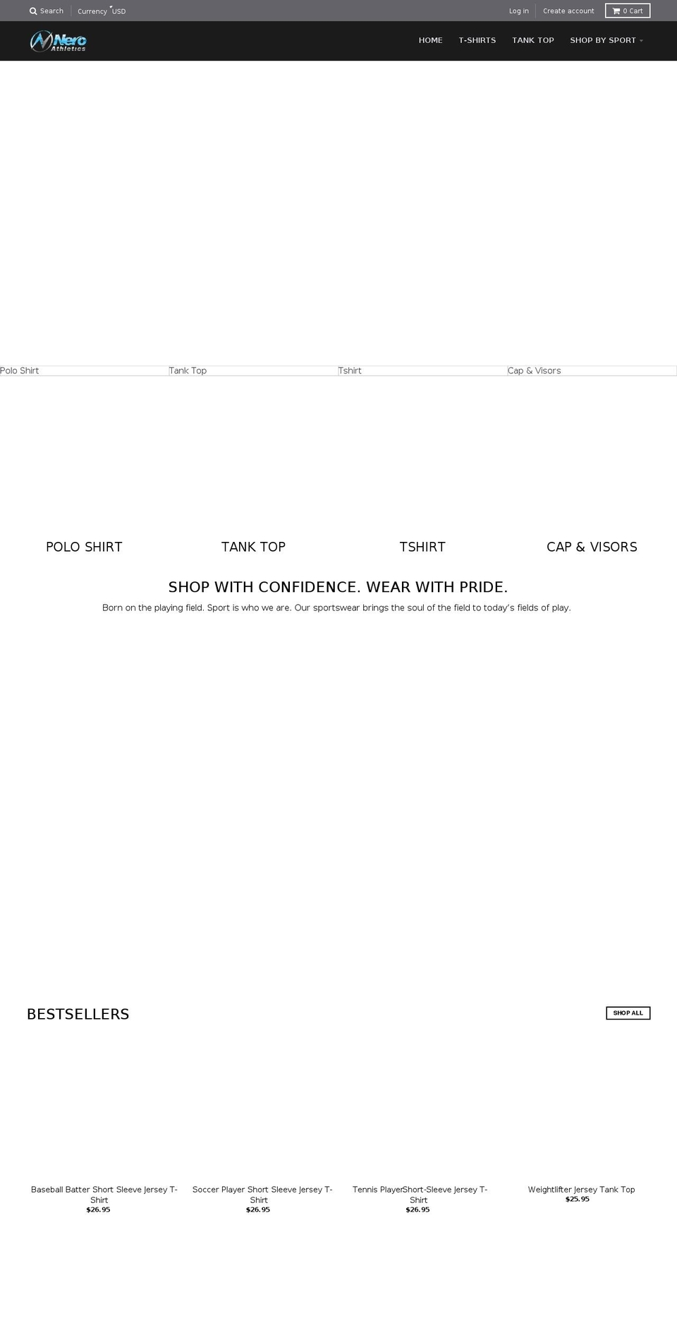 neroathletics.com — Shopify storefront screenshot