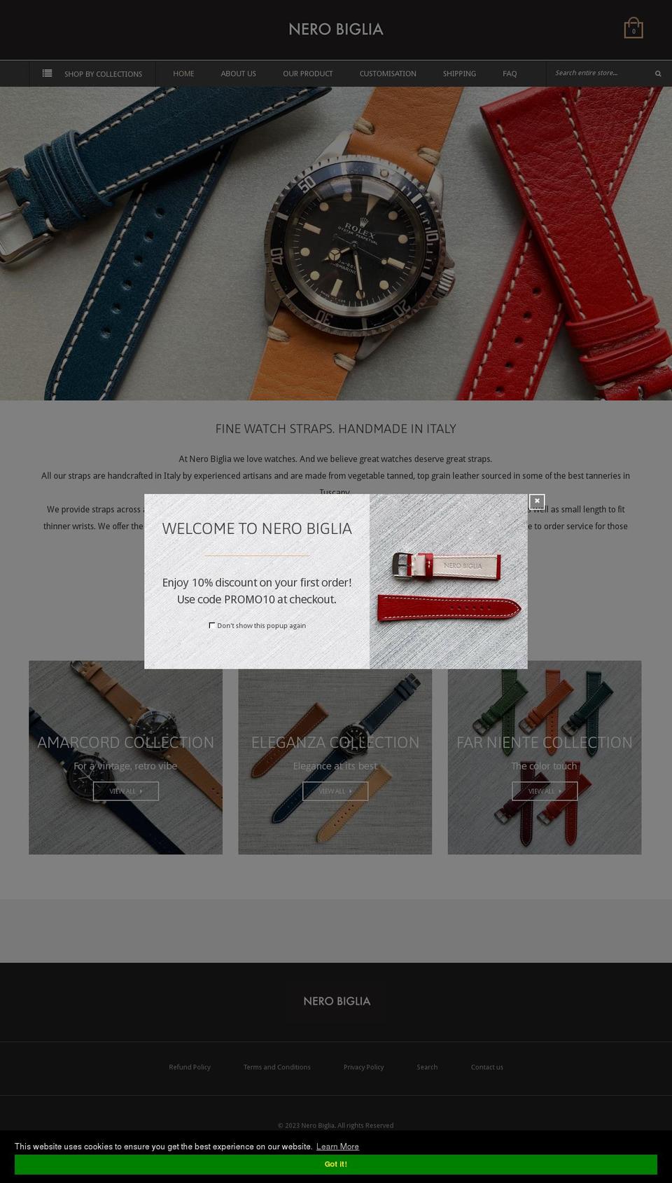 nerobiglia.com shopify website screenshot