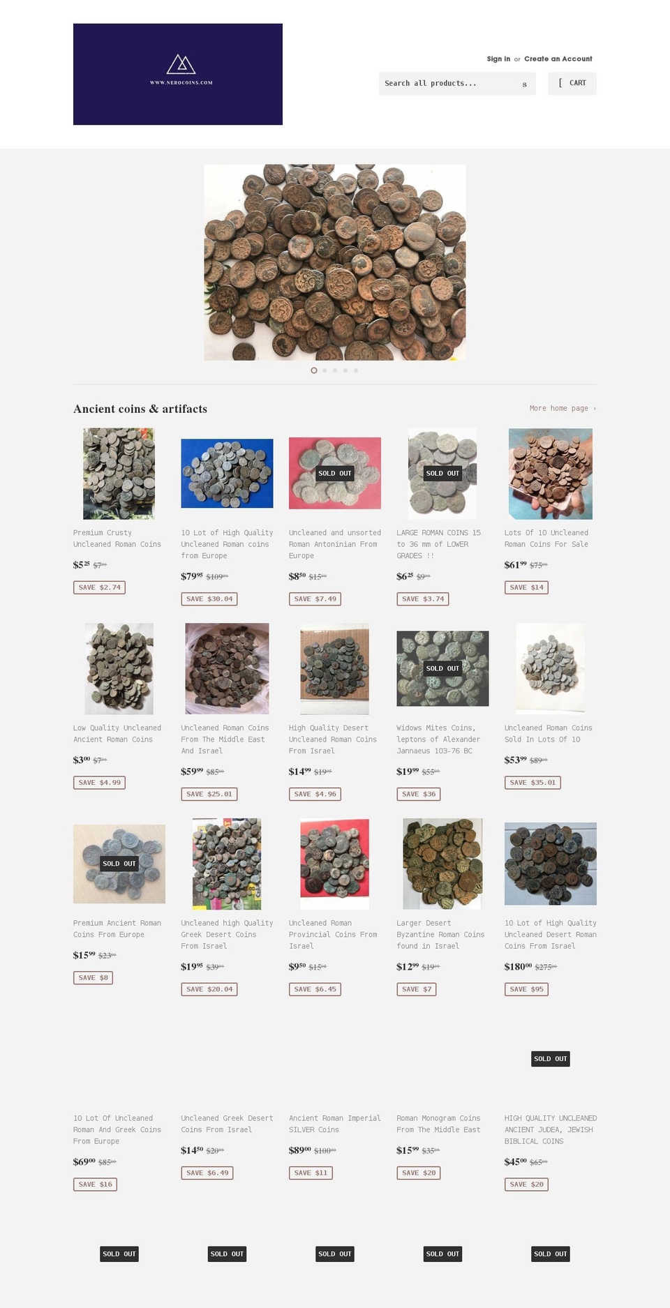 nerocoins.com shopify website screenshot