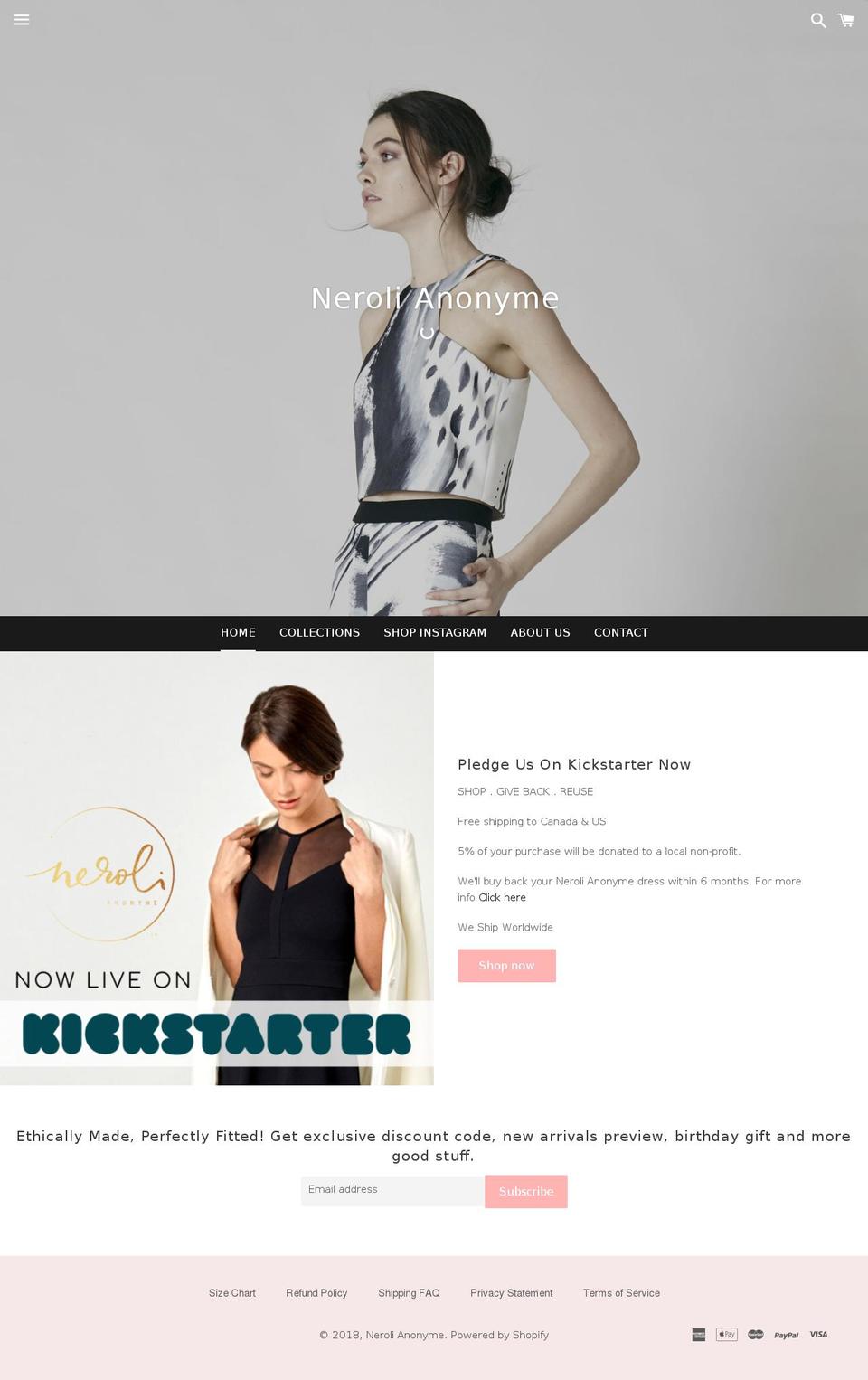 nerolianonyme.com — Shopify storefront screenshot