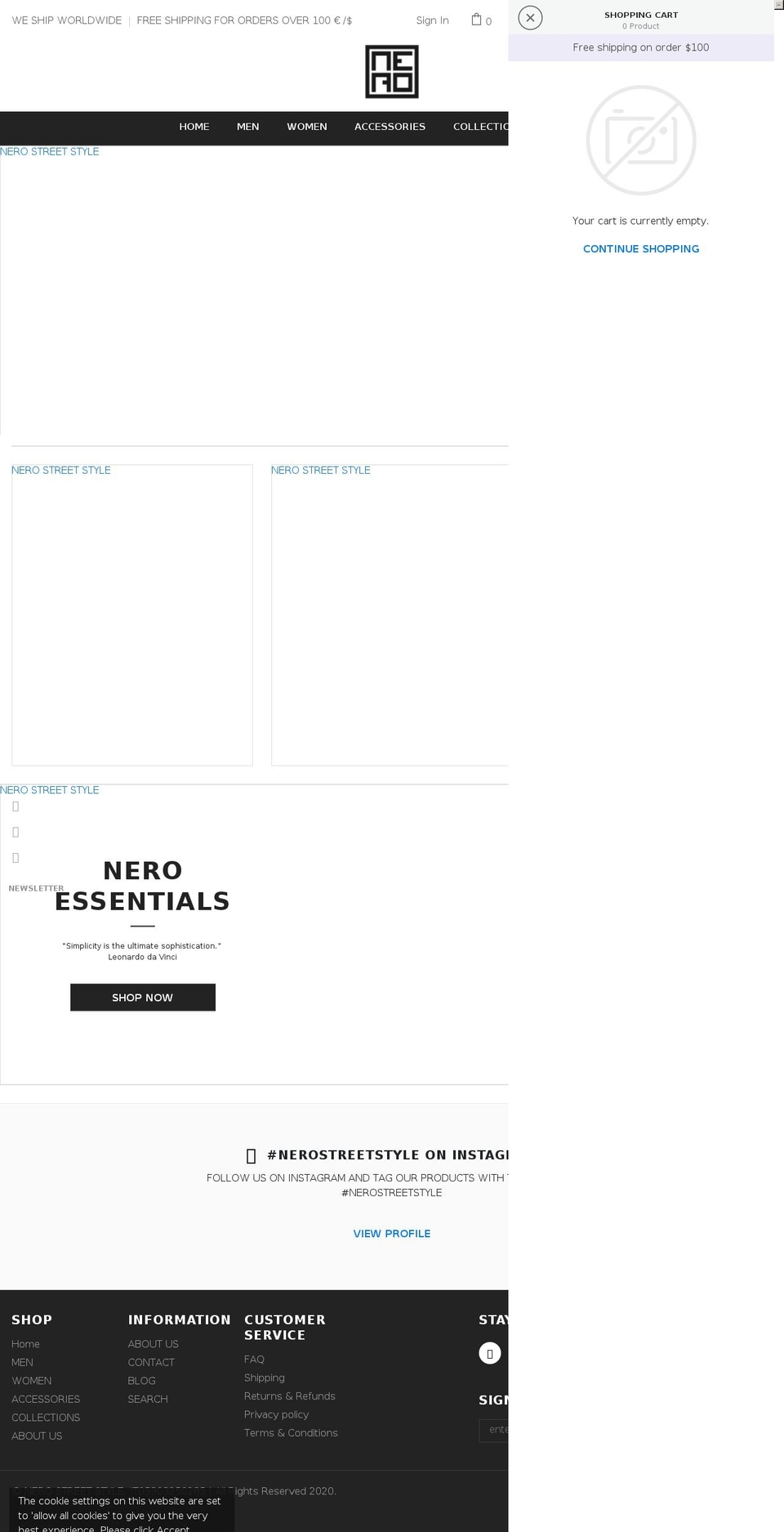 nerostreetstyle.com shopify website screenshot