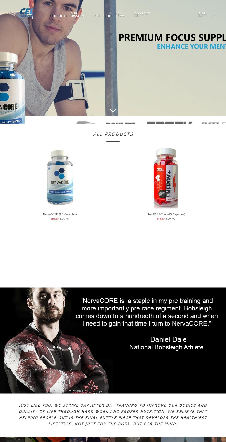 nervacore.com shopify website screenshot