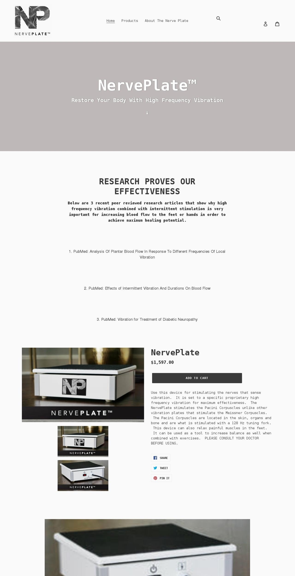 nerveplate.com shopify website screenshot
