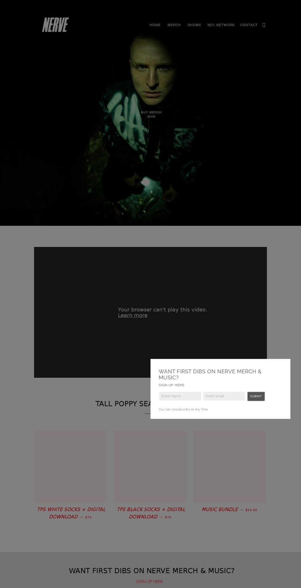 nerveproductions.com.au shopify website screenshot