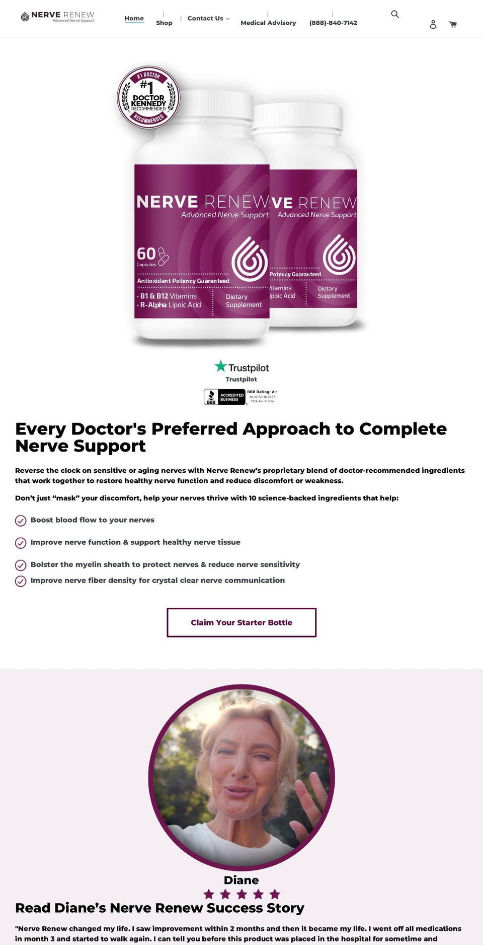 nerverenew.com shopify website screenshot