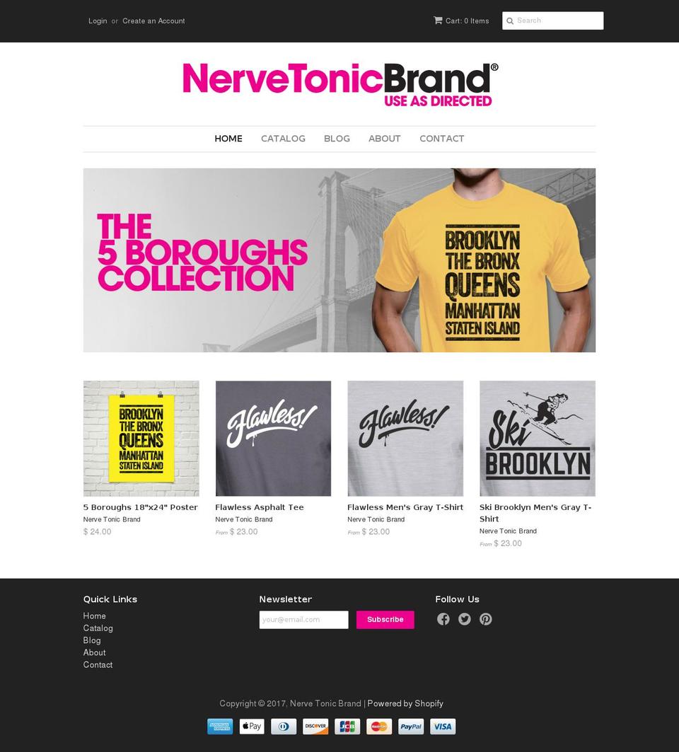 nervetonicbrand.com shopify website screenshot