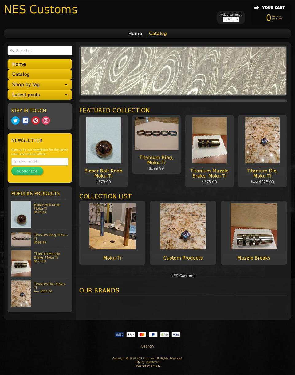 nescustoms.com shopify website screenshot