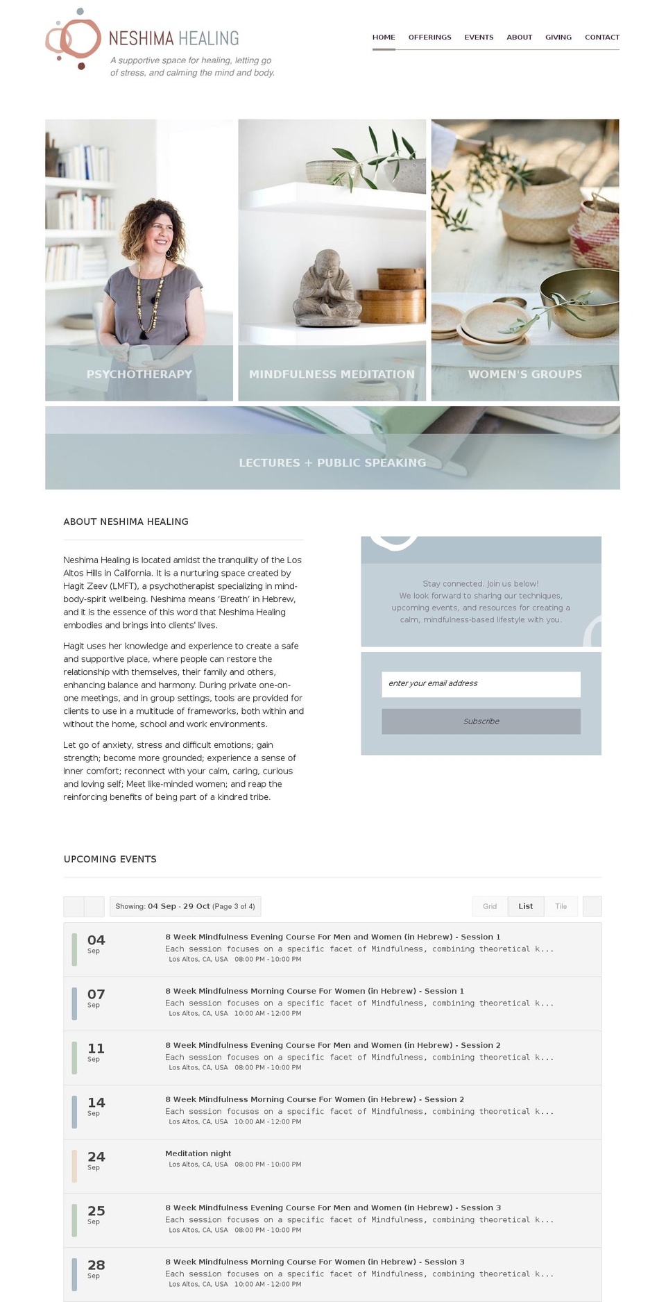 neshimahealing.com — Shopify storefront screenshot