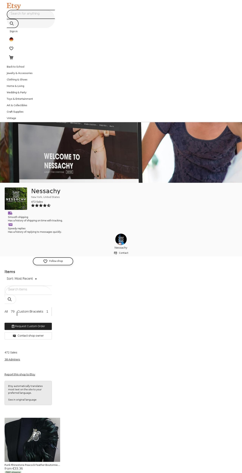 nessachy.com shopify website screenshot