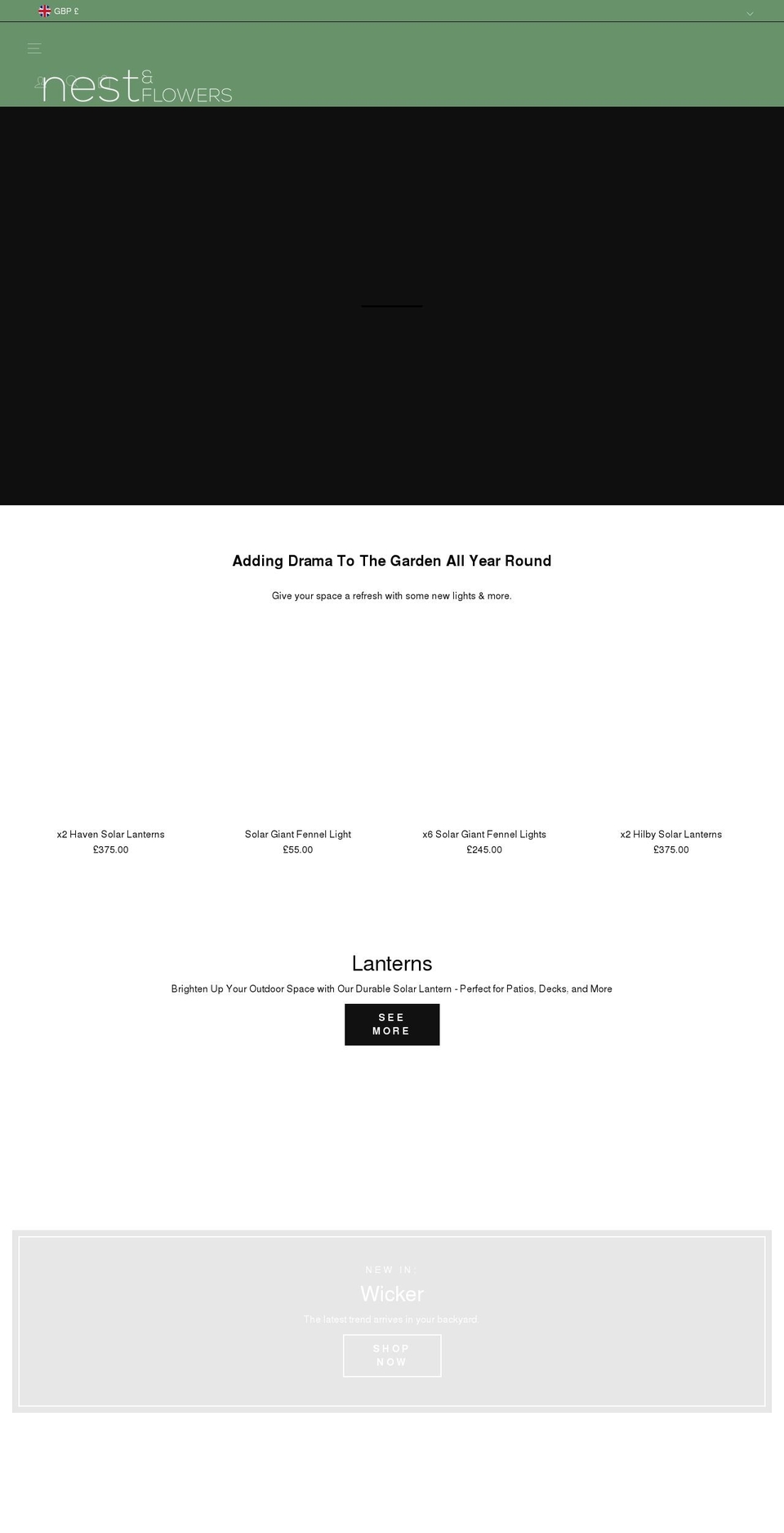 nestandflowers.com shopify website screenshot
