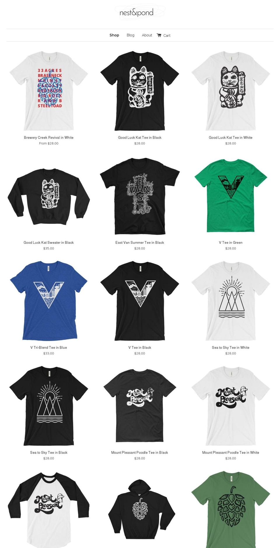 nestandpond.com — Shopify storefront screenshot