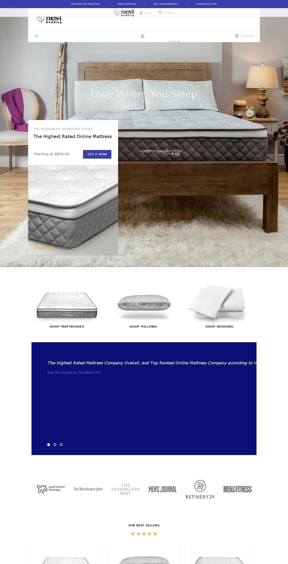 nestbedding.com shopify website screenshot