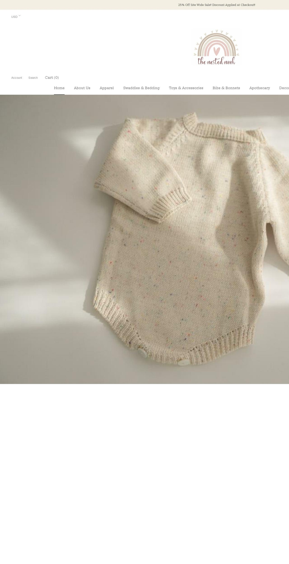 nestednookbaby.com shopify website screenshot