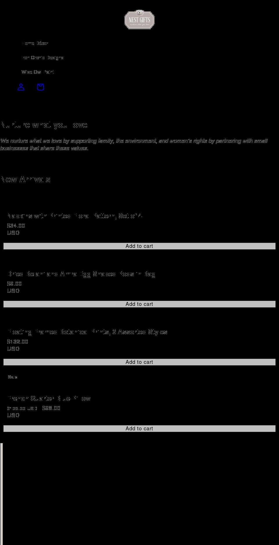 nestgiftsllc.com shopify website screenshot