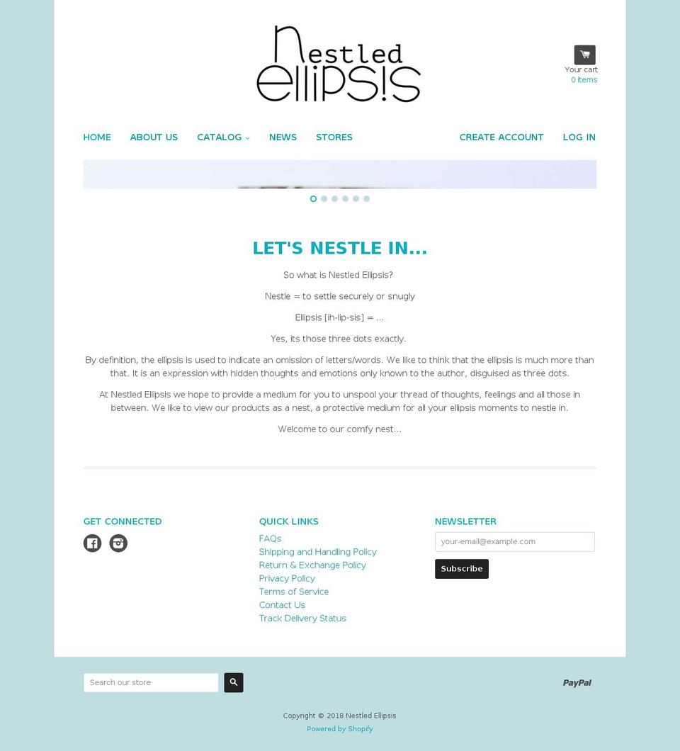 nestled-ellipsis.com shopify website screenshot