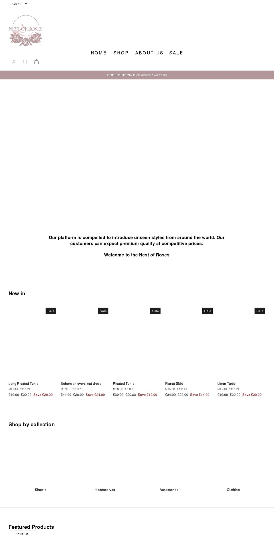 nestofroses.com shopify website screenshot