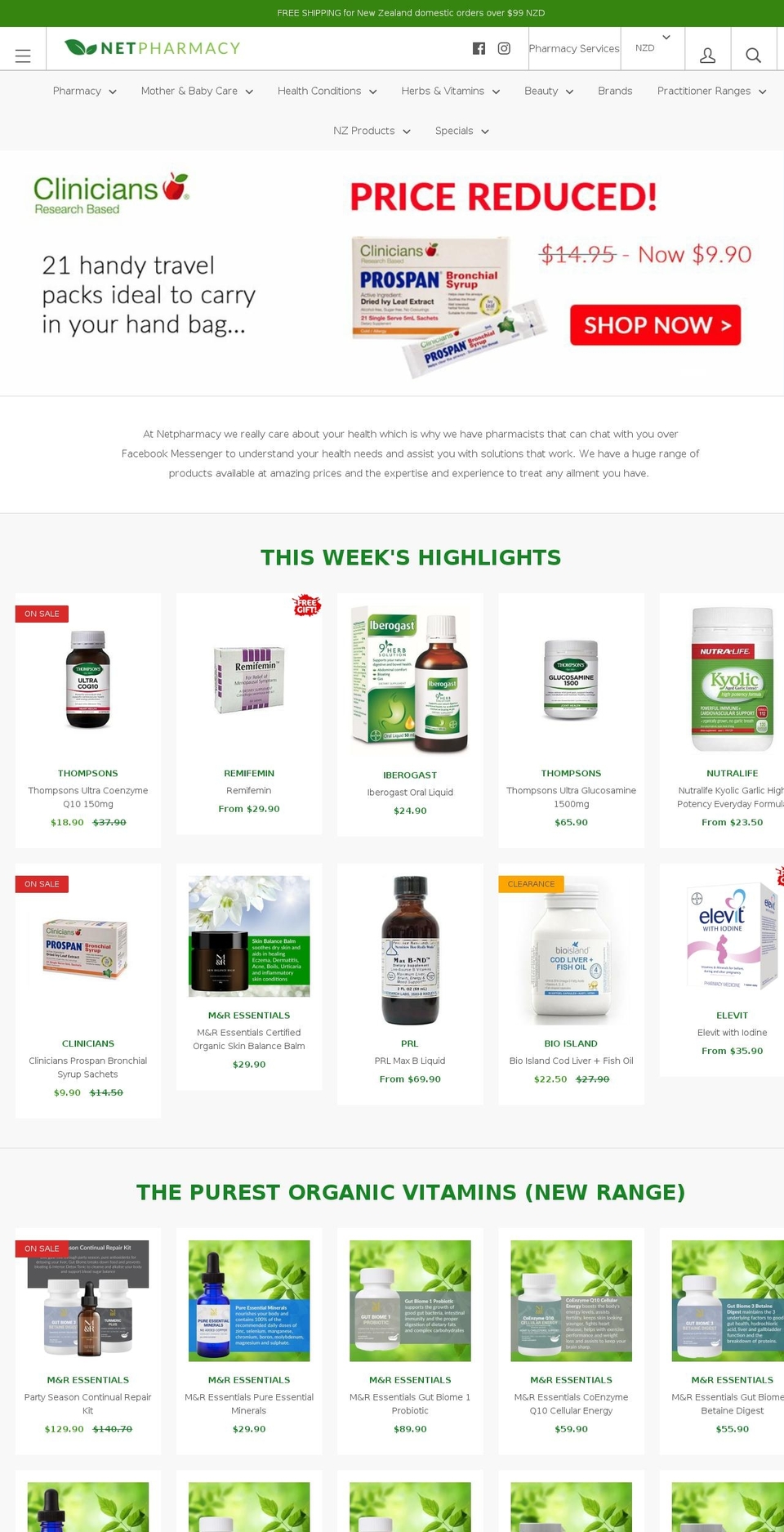 netpharmacy.co.nz shopify website screenshot