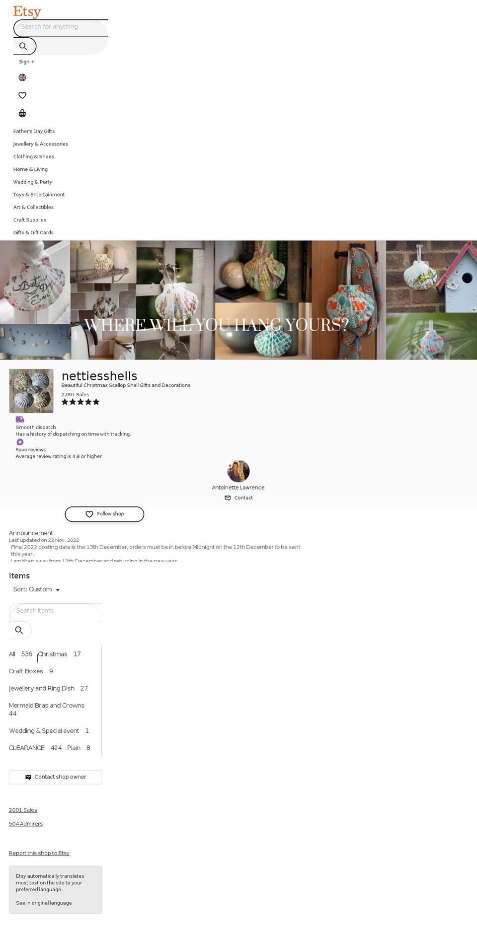 nettiesshells.com — Shopify storefront screenshot