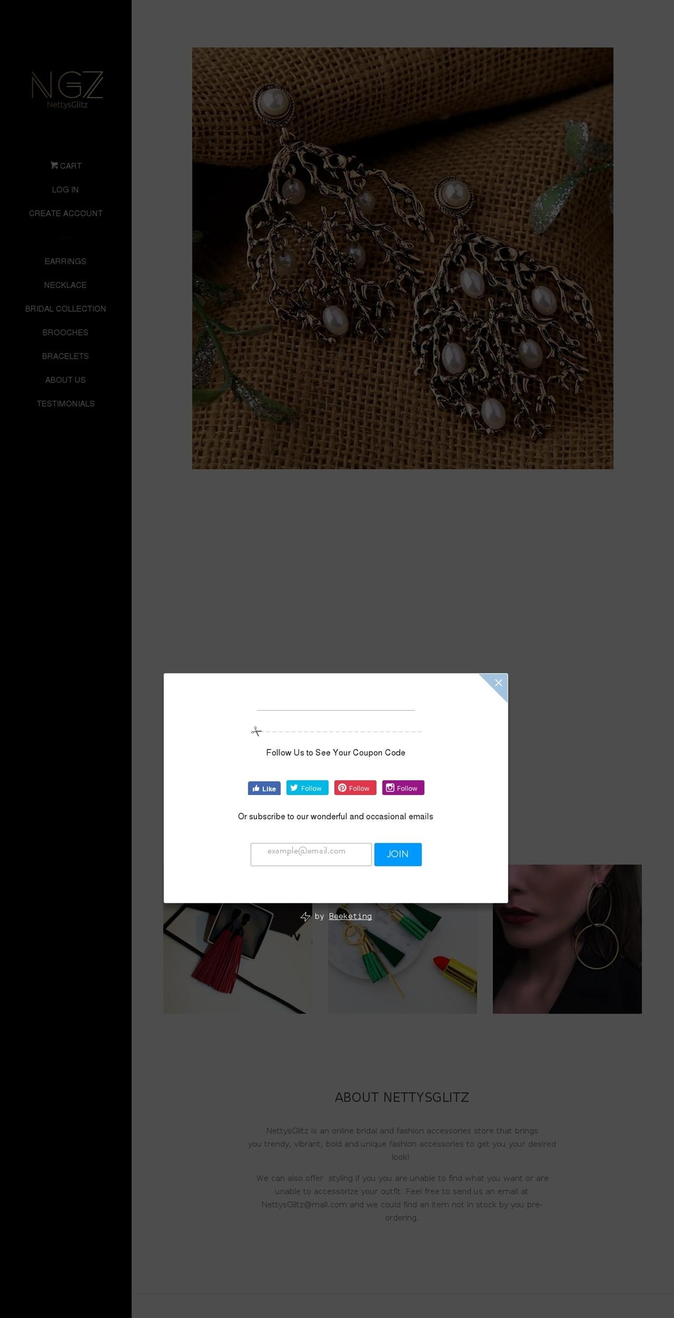 nettysglitz.com shopify website screenshot