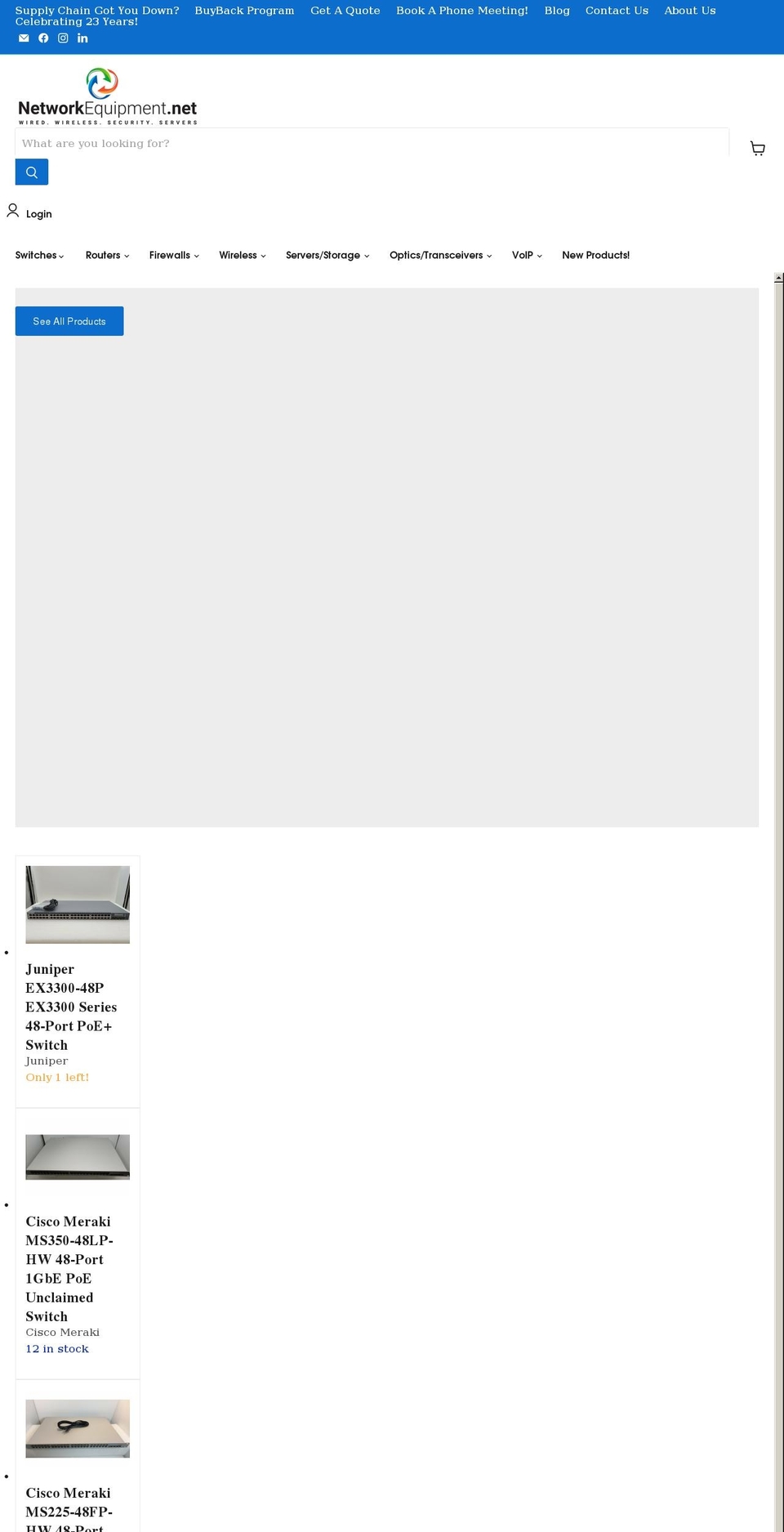 networkequipment.net shopify website screenshot