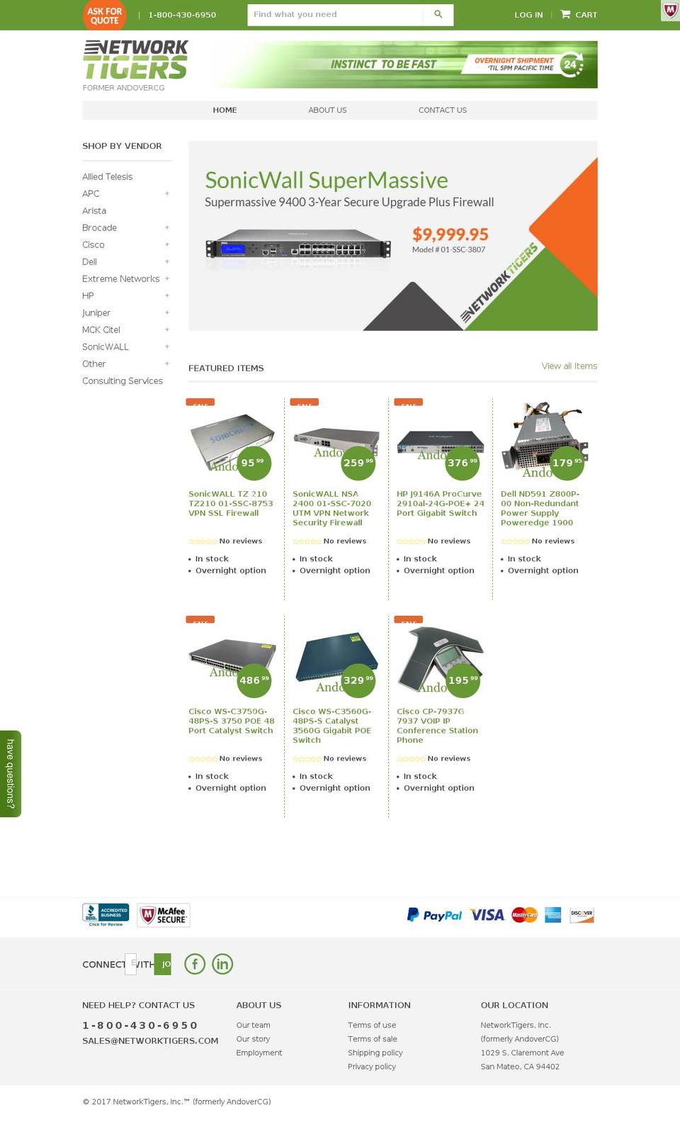 networktigers.com shopify website screenshot